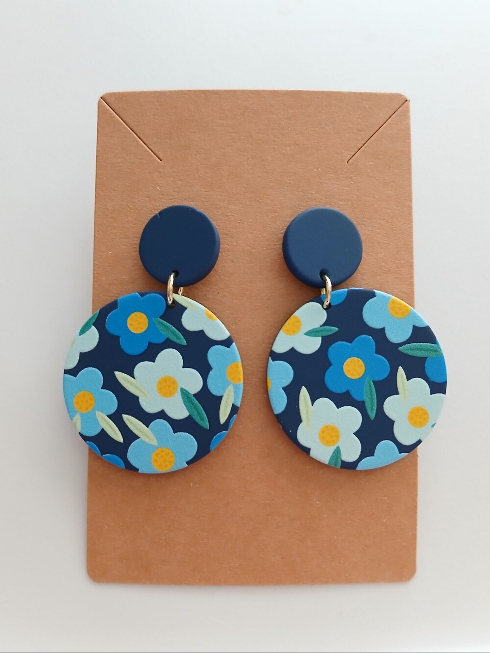 Fashion Jewelry Navy Blue Floral Drop Earrings